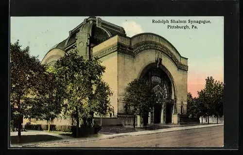 AK Pittsburgh, PA, Rodolph Shalom Synagogue, vor der Synagoge