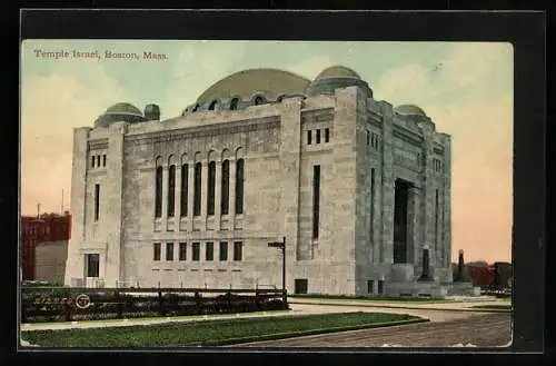 AK Boston, MA, Synagoge in der Strassenansicht