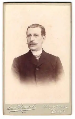 Fotografie Louis Rancoul, Paris, Rue de Richelieu 106, Portrait eines Herrn mit Schnurrbart