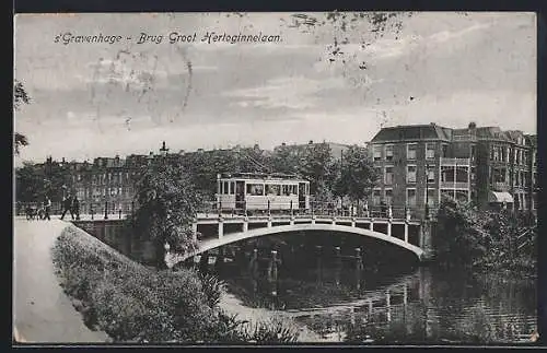 AK s`Gravenhage, Brug Groot Hertoginnelaan, Strassenbahn