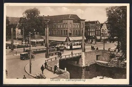 AK Utrecht, Catharijnebrug, Strassenbahn