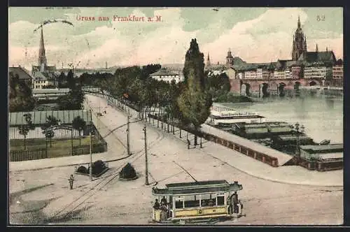 AK Frankfurt / Main, Ortspartie mit Strassenbahn in Sachsenhausen