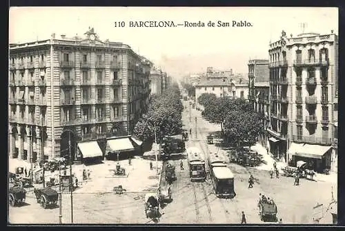 AK Barcelona, Ronda de San Pablo, Strassenbahn