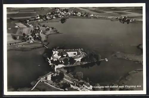 AK Seeon / Chiemgau, Fliegeraufnahme mit Schloss