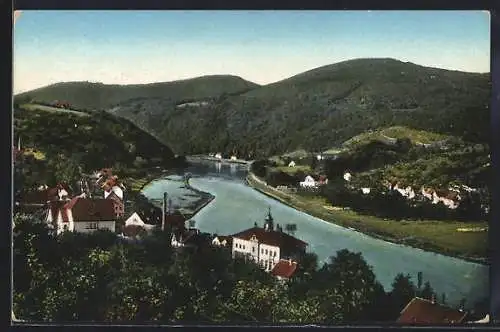 AK Heidelberg, Neckartal bei der Stiftsmühle aus der Vogelschau