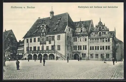 AK Heilbronn a. N., Marktplatz mit Rathaus u. Ratskeller