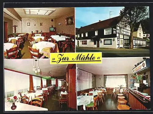 AK Kürten-Ahlenbachermühle, Restaurant-Café Zur Mühle v. Bruno Berger, mit Innenansichten