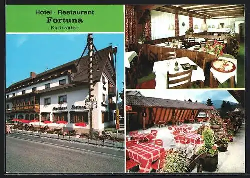 AK Kirchzarten, Hotel-Restaurant Fortuna v. Alfons Meder KG, mit Innenansichten