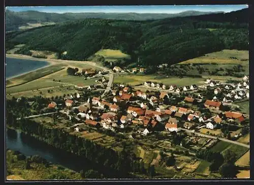 AK Affoldern, Ortsansicht mit Bergpanorama aus der Vogelschau