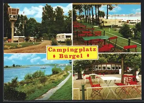 AK Baumberg /Rhein, Campingplatz Bürgel in der Aue, Rheinpartie