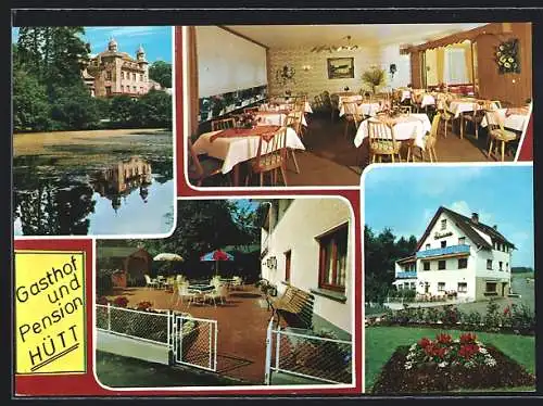 AK Dürhölzen /Marienheide, Gasthopf-Pension Hütt, Schloss Gimborn