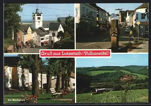 AK Lutzerath /Vulkaneifel, Strassenpartie mit Kirche, Strassenpartie mit Gasthof