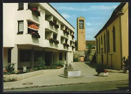AK Uffenheim, Brunnen und Kirche