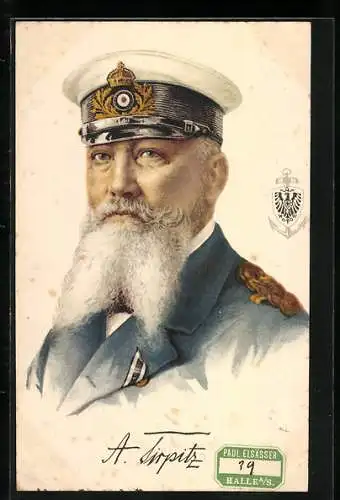 AK Kapitän A. Tirpitz im Portrait mit eisernem Kreuz