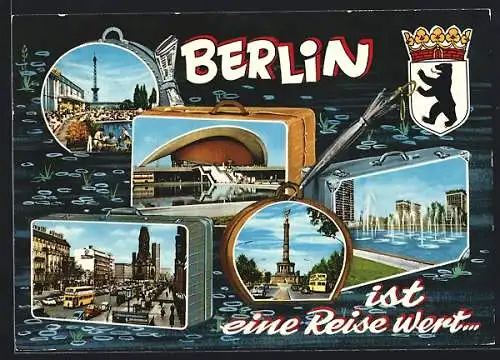 AK Berlin-Tiergarten, Siegessäule, Funkturmpartie, Wappen