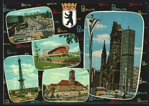 AK Berlin-Charlottenburg, Funkturm, Kongresshalle, Wappen