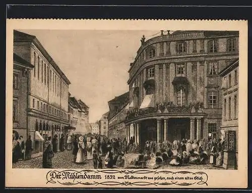 Künstler-AK Berlin, Mühlendamm vom Molkenmarkt aus, 1832