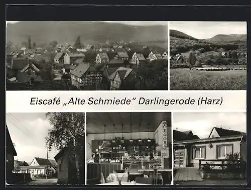 AK Darlingerode /Harz, Eiscafe Alte Schmiede, Ortsansicht