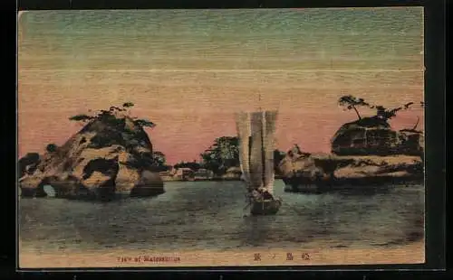 Holzbrand-Imitations-AK View of Matsushima