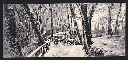 Mini-AK Thayngen, Verschneite Brücke im Wald