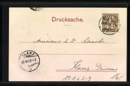 AK Banknote Tausend Franken, Private Stadtpost