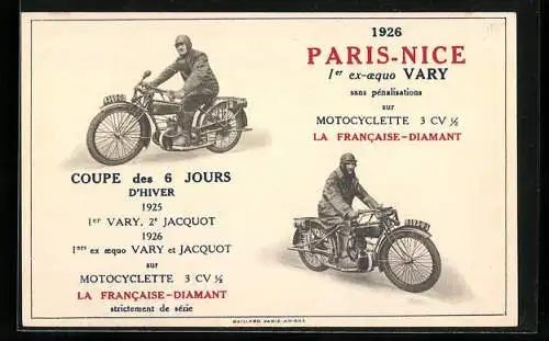 AK Coupe des 6 Jours, Paris-Nice, Motocyclette 3 CV 1 /2