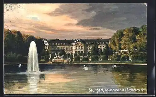 AK Stuttgart, Anlagensee mit Residenzschloss