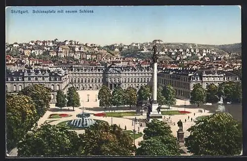 AK Stuttgart, Schlossplatz mit neuem Schloss