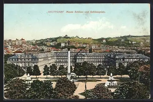 AK Stuttgart, Neues Schloss und Schlossplatz