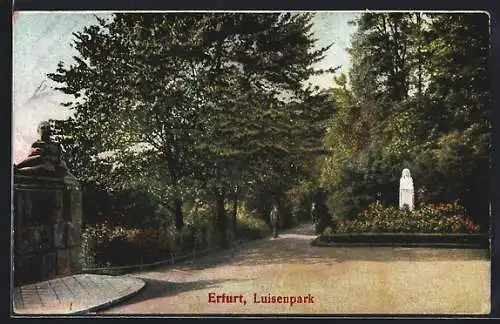 AK Erfurt, Luisenpark mit Denkmal