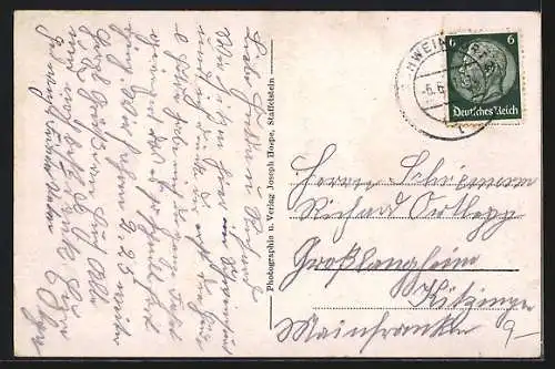 AK Schweinfurt, Peterstirn, Rathaus, Rückert-Denkmal