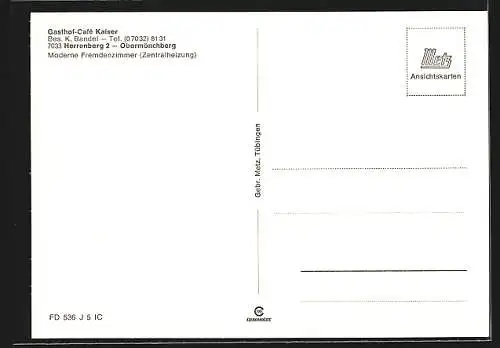 AK Obermönchberg /Herrenberg, Gasthof-Cafsse Kaiser, Bes. K. Bandel