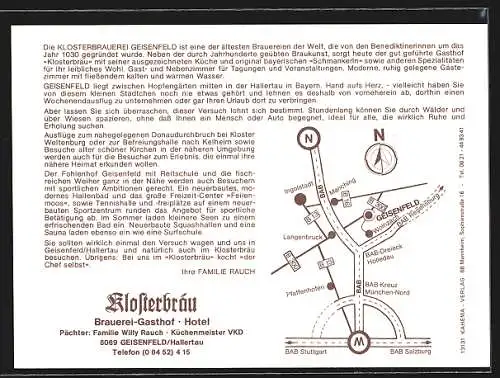 AK Geisenfeld, Gasthaus Brauerei Hotel Klosterbräu, Aussen- u. Innenansichten