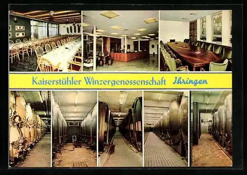 AK Ihringen, Kaiserstühler Winzergenossenschaft, Innenansichten, Fässer, Weinstube