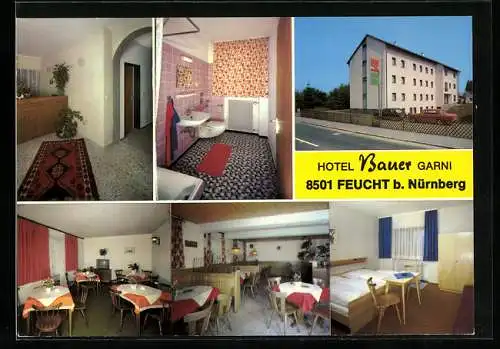 AK Feucht b. Nürnberg, Hotel Bauer Garni, Innenansicht