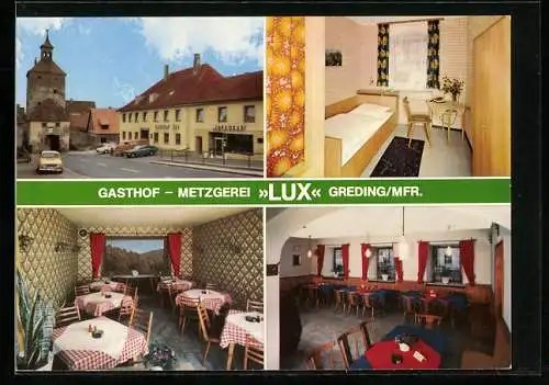 AK Greding /Mfr., Gasthof-Metzgerei Lux, Inh. F. u. A. Plank