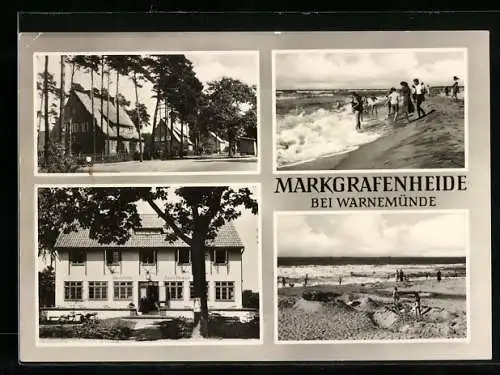 AK Markgrafenheide /Warnemünde, Gaststätte Forsthaus, Strandbad und Wohnhäuser