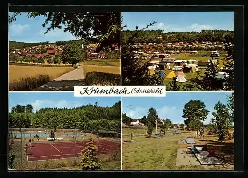 AK Krumbach /Odenwald, Campingplatz von Heinz Köster mit Freibad, Tennisplätzen und Minigolfanlage