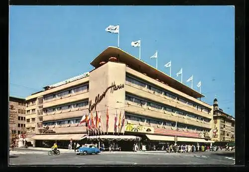 AK Mannheim, Kaufhaus Hansa am Paradeplatz im Sonnenschein