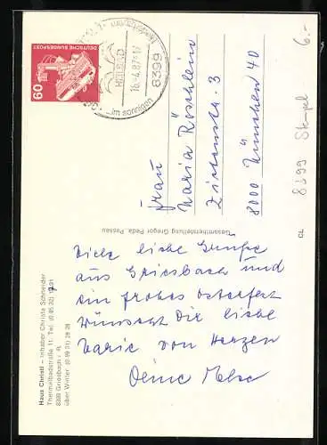 AK Griesbach / Rottal, Die Pension Haus Christi v. Christa Schneider, Thermalbadstrasse 11