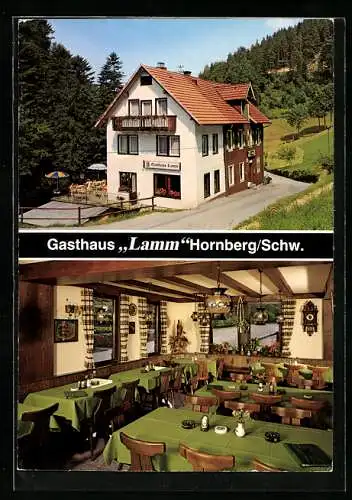 AK Hornberg / Schwarzwald, Gasthaus Lamm Aussen- und Innenansicht, Bes. Familie Blum