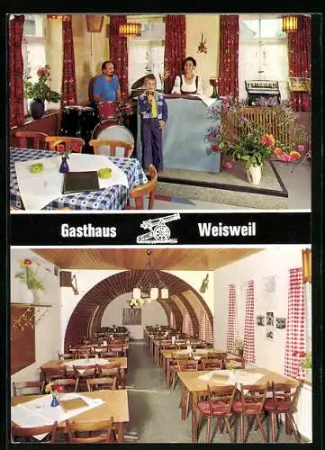 AK Weisweil / Baden, Gasthaus Kanone von Familie Sexauer, Innenansicht vom Speiseraum