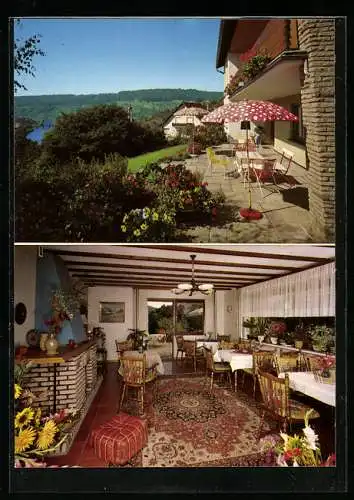 AK Bollendorf /Trier, Hotel Haus Friedberg, Bes. R. Theissen, Aussen- und Innenansicht