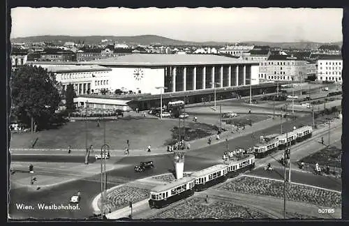 AK Wien, Westbahnhof mit Strassenbahn