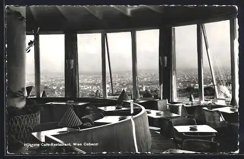 AK Wien, Cobenzl, Cafe-Restaurant Hübner, Innenansicht
