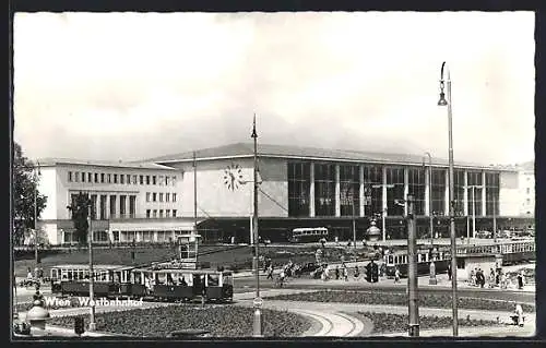 AK Wien, Westbahnhof mit Strassenbahn