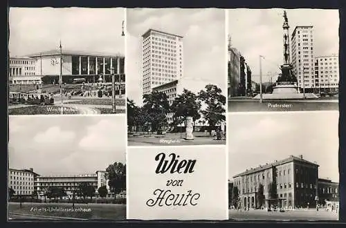 AK Wien, Westbahnhof, Franz-Josef-Bahnhof, Praterstern, Ringturm