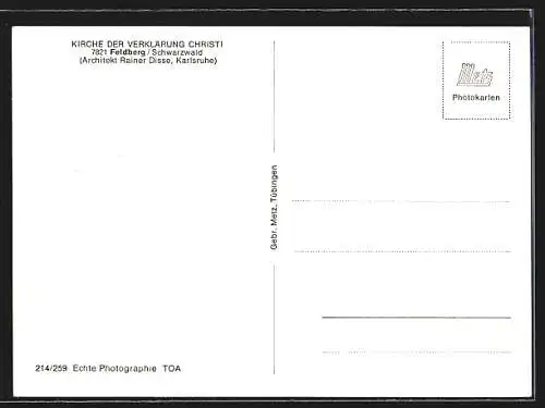 AK Feldberg /Schwarzwald, Kirche der Verklärung Christi