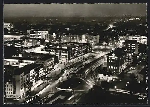 AK Hannover, Blick auf Friedrichswall und Aegidientorplatz bei Nacht