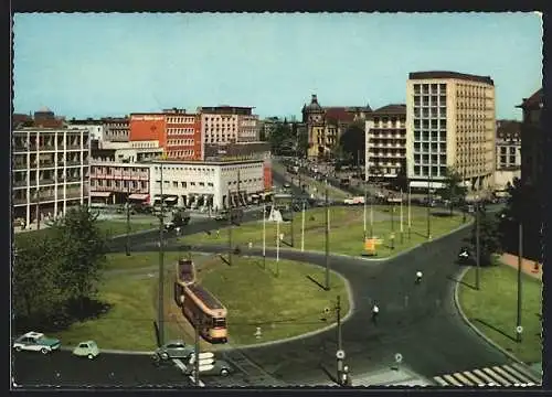 AK Hannover, Aegidientorplatz mit Geschäftshäusern und Strassenbahn